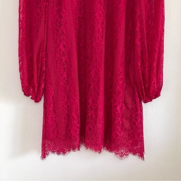 NWT Anthropologie Maeve Lace Open Back Mini Dress Raspberry Red 8 Medium - Picture 8 of 16